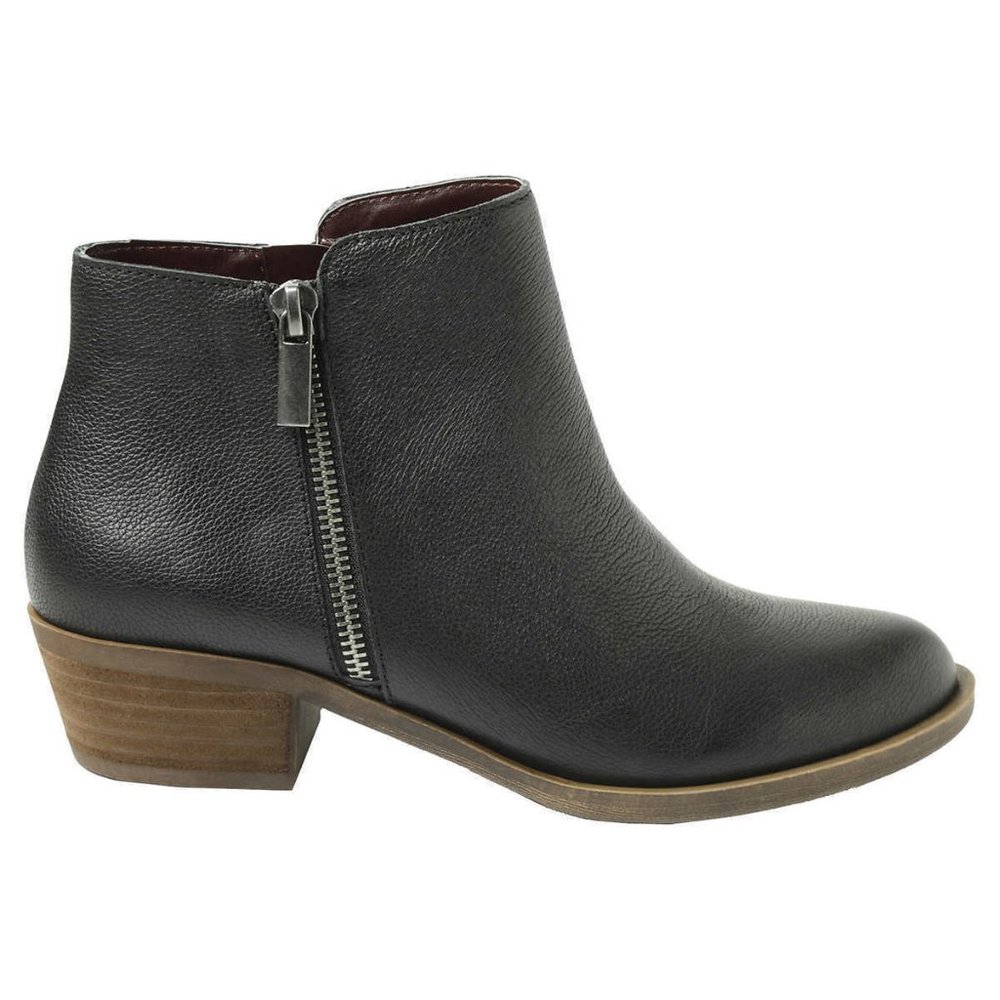 Kensie women's black leather Ghita side zipper short ankle boots Size 7.5 7 1/2